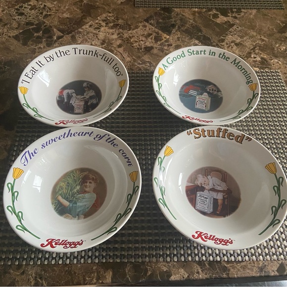 Kellogg’s Dining Rare Vintage Set Of 4 Kelloggs Cereal Bowls 4 Of